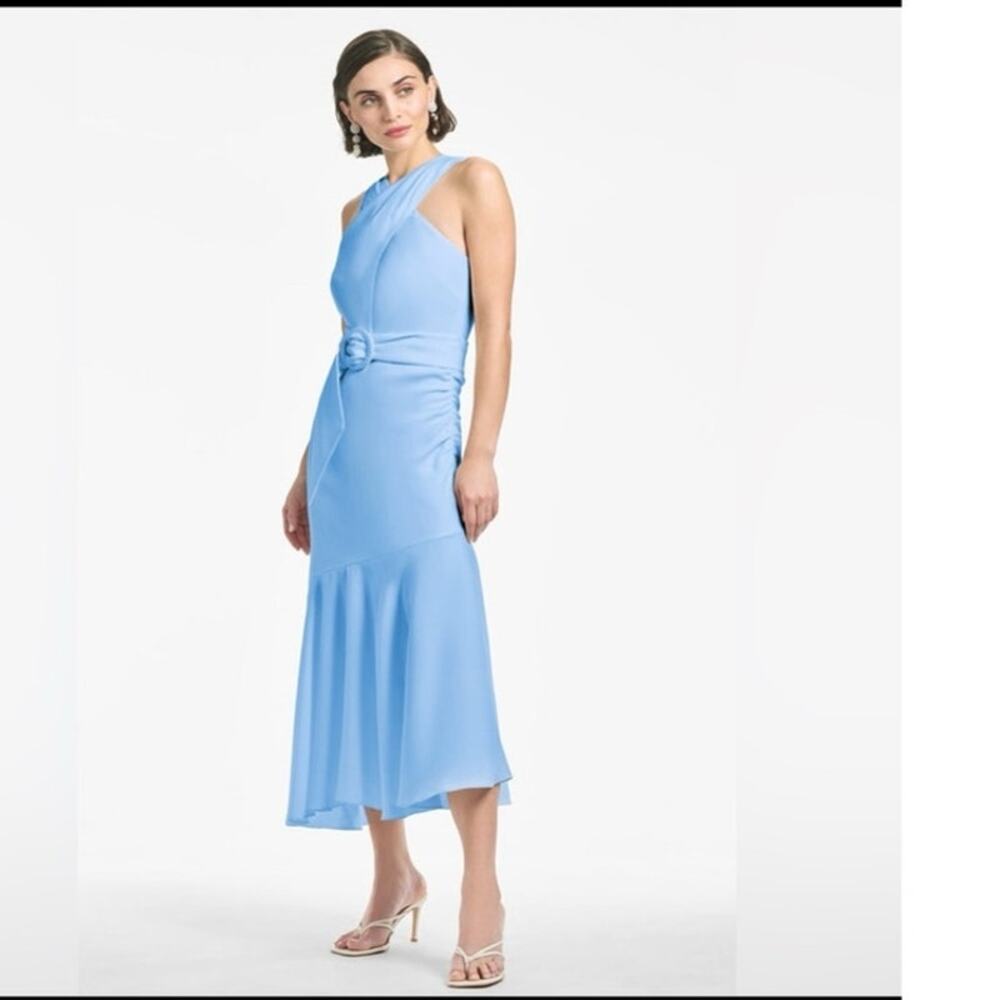 Sachin & Babi light blue wedding "Naomi" belted dress with asymmetrical hem 6 - Picture 2 of 8
